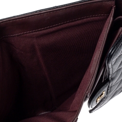 Pre Owned Chanel Black Quilted Caviar Leather Classic Flap Wallet