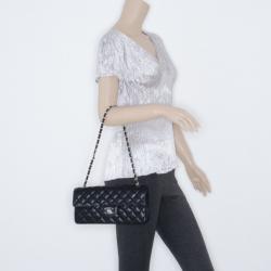 Pre Owned Chanel Black Caviar East West Flap Bag