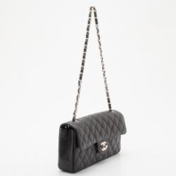 Pre Owned Chanel Black Caviar East West Flap Bag