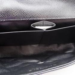 Pre Owned Chanel Black Caviar East West Flap Bag