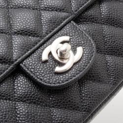 Pre Owned Chanel Black Caviar East West Flap Bag