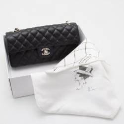 Pre Owned Chanel Black Caviar East West Flap Bag