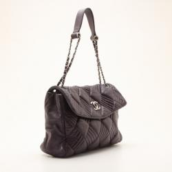 Pre Owned Chanel Purple Bubble Quilted Large Flap Bag