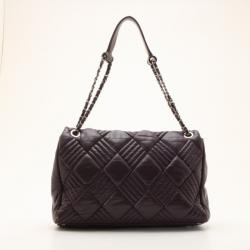 Pre Owned Chanel Purple Bubble Quilted Large Flap Bag