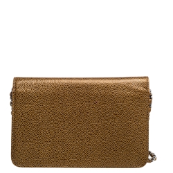Chanel Gold Caviar Leather CC Timeless Wallet On Chain