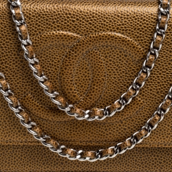 Chanel Gold Caviar Leather CC Timeless Wallet On Chain
