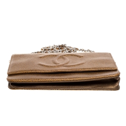 Chanel Gold Caviar Leather CC Timeless Wallet On Chain