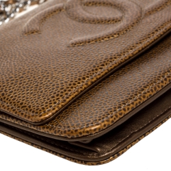 Chanel Gold Caviar Leather CC Timeless Wallet On Chain