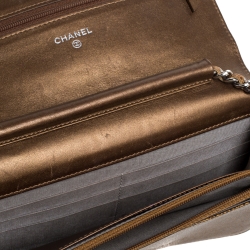 Chanel Gold Caviar Leather CC Timeless Wallet On Chain
