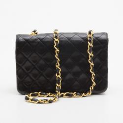 Pre Owned Chanel Vintage Black Quilted Lambskin Classic Mini Flap Bag 