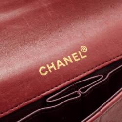 Pre Owned Chanel Burgundy Chocolate Bar Quilted East West Flap Bag