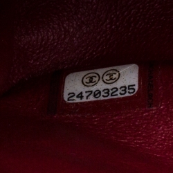 Pre Owned Chanel Red Quilted Caviar Leather Medium Classic Double Flap Bag