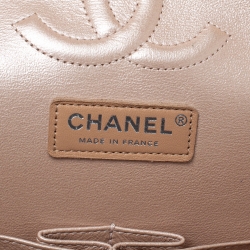 Pre Owned حقيبة شانيل كلاسيك بقلاب مزدوج جلد مبطن أسود ميتاليك