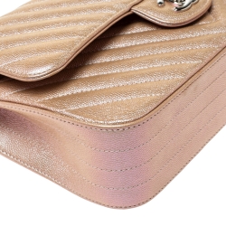 Pre Owned حقيبة شانيل كلاسيك بقلاب مزدوج جلد مبطن أسود ميتاليك