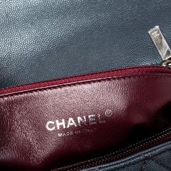 Pre Owned Chanel Grey/Burgundy Caviar Leather and Lizard Medium Coco Top Handle Bag