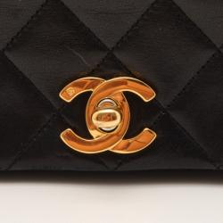 Pre Owned Chanel Black Matrasse Leather Shoulder Flap Bag 