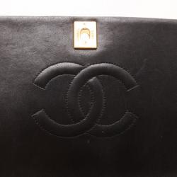 Pre Owned Chanel Black Matrasse Leather Shoulder Flap Bag 