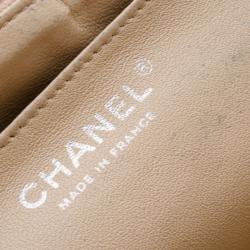 Pre Owned Chanel Beige Quilted Caviar Jumbo Flap