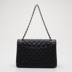 Pre Owned Chanel Black Quilted Caviar Maxi Flap