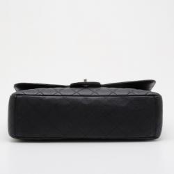 Pre Owned Chanel Black Quilted Caviar Maxi Flap