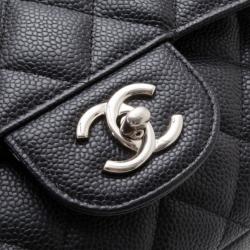Pre Owned Chanel Black Quilted Caviar Maxi Flap