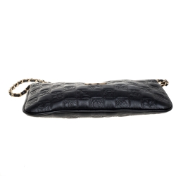 Pre Owned Chanel Black Leather Precious Symbols Pochette Bag