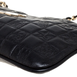 Pre Owned Chanel Black Leather Precious Symbols Pochette Bag