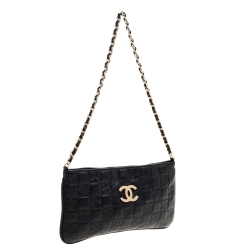 Pre Owned Chanel Black Leather Precious Symbols Pochette Bag