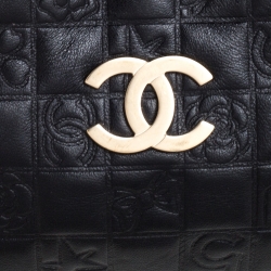 Pre Owned Chanel Black Leather Precious Symbols Pochette Bag