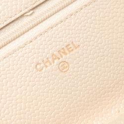 مملوكة مسبقًا محفظة شانيل جلد كافيار وردي مبطن بقلاب وسلسلة