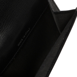 Chanel Black Leather Camellia Embossed Compact Wallet