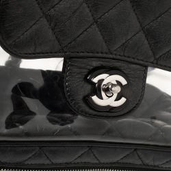 Pre Owned Chanel Black Quilted Leather and PVC Aquarium Backpack