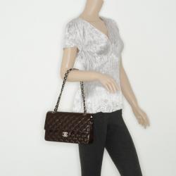 Pre Owned Chanel Medium Classic Flap Bag Brown Lambskin