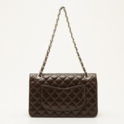 Pre Owned Chanel Medium Classic Flap Bag Brown Lambskin