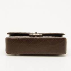 Pre Owned Chanel Medium Classic Flap Bag Brown Lambskin