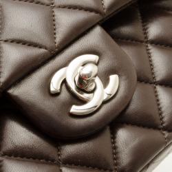 Pre Owned Chanel Medium Classic Flap Bag Brown Lambskin