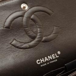 Pre Owned Chanel Medium Classic Flap Bag Brown Lambskin