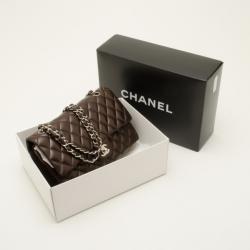 Pre Owned Chanel Medium Classic Flap Bag Brown Lambskin