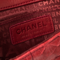 Pre Owned Chanel Red Square Quilt Python Mini Multichain Flap Bag