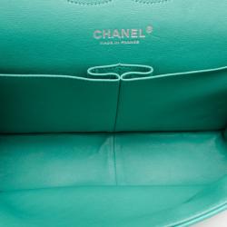 Pre Owned Chanel Mint Lambskin Jumbo Flap Bag 