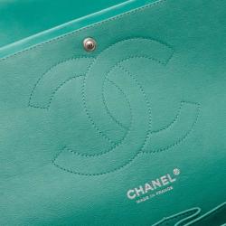 Pre Owned Chanel Mint Lambskin Jumbo Flap Bag 