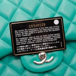 Pre Owned Chanel Mint Lambskin Jumbo Flap Bag 