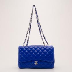Chanel Electric Blue Jumbo Lambskin Flap Bag Chanel