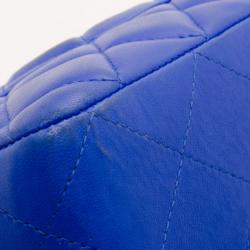 Pre Owned Chanel Electric Blue Jumbo Lambskin Flap Bag 