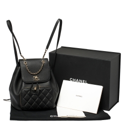 Pre Owned Chanel Black Quilted Caviar Leather Business Affinity Backpack