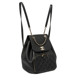 Pre Owned Chanel Black Quilted Caviar Leather Business Affinity Backpack