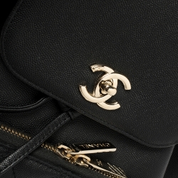 Pre Owned Chanel Black Quilted Caviar Leather Business Affinity Backpack