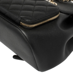 Pre Owned Chanel Black Quilted Caviar Leather Business Affinity Backpack