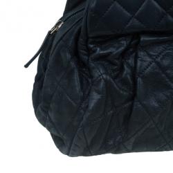 Pre Owned حقيبة كتف شانيل جلد ميتاليك سوداء