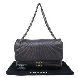 Pre Owned Chanel Metallic Purple Lambskin Maxi Flap Bag